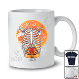 Personalized Custom Name Heart Rib Cage X-Ray With Candy Corn; Horror Halloween Moon Family T-Shirt