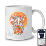 Personalized Custom Name Heart Rib Cage X-Ray With Donuts; Horror Halloween Moon Family T-Shirt