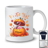 Personalized Custom Name It's Fall Y'all; Adorable Thanksgiving Flamingo In Autumn Pumpkin T-Shirt