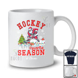 Personalized Custom Name Hockey Favorite Season; Joyful Christmas Santa Playing Player T-Shirt