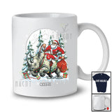 Personalized Custom Name Santa Riding Rhinoceros; Merry Christmas Moon X-mas Tree Rhino Animal T-Shirt