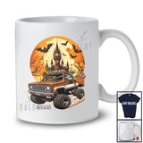 Personalized Custom Name Skeleton Driving Pickup Truck; Horror Halloween Moon Candy; Family T-Shirt