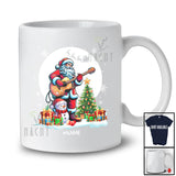 Personalized Custom Name Santa Playing Guitar; Joyful Christmas Moon Tree Snowman; Family T-Shirt