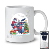 Personalized Custom Name Santa Playing Drum; Joyful Christmas Moon Tree Snowman; Family T-Shirt