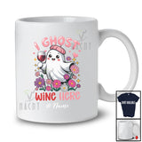 Personalized Custom Name I Ghost Wine Here; Lovely Halloween Pink Boo Flowers; Drinking T-Shirt