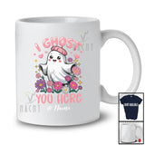 Personalized Custom Name I Ghost You Here; Lovely Halloween Pink Boo Flowers; Drinking T-Shirt