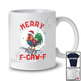 Personalized Custom Name Merry F-Caw-F; Humorous Christmas Santa Rooster Chicken; Farmer T-Shirt