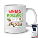 Personalized Custom Name Santa's Workshop Crew; Adorable Christmas Lights Santa Working T-Shirt