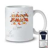 Personalized Four Corgi Fall Leaves Pumpkin; Lovely Thanksgiving Corgi Owner; Family T-Shirt