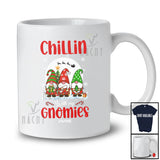 Personalized Custom Name Chillin With My Gnomies; Joyful Christmas Three Gnomes Squad T-Shirt