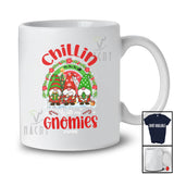 Personalized Custom Name Chillin With My Gnomies; Joyful Christmas Rainbow Three Gnomes T-Shirt