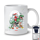 Personalized Custom Name Santa Riding T-Rex Dinosaur; Amusing Christmas Moon Reindeer; Family T-Shirt