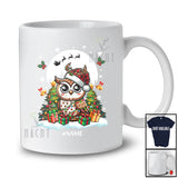 Personalized Custom Name Owl Plaid Santa Reindeer; Lovely Christmas Tree Lights Moon Bird T-Shirt