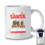 Personalized Custom Name Santa Just Bring Leonbergers; Lovely Christmas Lights Tree Family T-Shirt