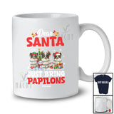 Personalized Custom Name Santa Just Bring Papilons; Lovely Christmas Lights Tree Family T-Shirt