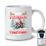 Personalized Custom Name Merry Fishing Christmas; Joyful Santa Fishing Snow Around; Family T-Shirt