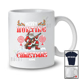 Personalized Custom Name Merry Hunting Christmas; Joyful Santa Hunting Snow Around; Family T-Shirt