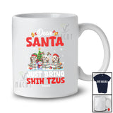 Personalized Custom Name Santa Just Bring Shih Tzus; Lovely Christmas Lights Tree Family T-Shirt