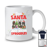 Personalized Custom Name Santa Just Bring Sproodles; Lovely Christmas Lights Tree Family T-Shirt