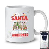 Personalized Custom Name Santa Just Bring Whippets; Lovely Christmas Lights Tree Family T-Shirt