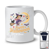 Personalized Happy Halloween; Adorable Custom Name Girl Witch On Moon; Family T-Shirt