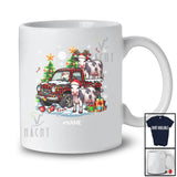 Personalized Custom Name My Christmas Pajama Shirt; Lovely Cow On Plaid Pickup Truck; Farmer T-Shirt