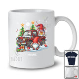 Personalized Custom Name My Christmas Pajama Shirt; Lovely Gnome On Plaid Pickup Truck T-Shirt