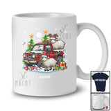Personalized Custom Name My Christmas Pajama Shirt; Lovely Sheep On Plaid Pickup Truck; Farmer T-Shirt