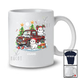 Personalized Custom Name My Christmas Pajama Shirt; Lovely Cat On Plaid Pickup Truck T-Shirt