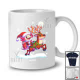 Personalized Custom Name Santa Axolotl Riding Reindeer; Amusing Christmas Animal Lover T-Shirt