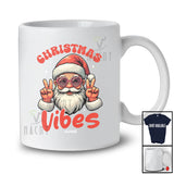 Personalized Custom Name Christmas Vibes; Humorous Santa Face Pink Heart Sunglasses; Family T-Shirt