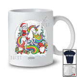 Personalized Custom Name Santa Cat Riding Unicorn; Joyful Christmas Moon X-mas Pajama Family T-Shirt