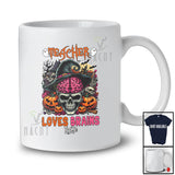 Personalized Custom Name Teacher Loves Brains; Scary Halloween Skull Brain Zombie T-Shirt