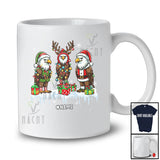 Personalized Custom Name Three Elf Reindeer Santa Eagles; Lovely Christmas Lights Animal T-Shirt