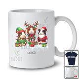 Personalized Custom Name Three Elf Reindeer Santa Guinea Pigs; Lovely Christmas Lights Animal T-Shirt