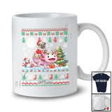 Personalized Custom Name Santa Pug Riding Axolotl; Merry Christmas Sweater Moon Animal T-Shirt