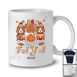 Personalized Custom Name Happy Fall Y'all; Amusing Thanksgiving Plaid Paws Beagle Owner T-Shirt