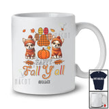Personalized Custom Name Happy Fall Y'all; Amusing Thanksgiving Plaid Paws Chihuahua Owner T-Shirt