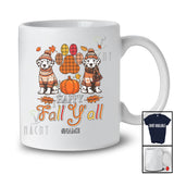 Personalized Custom Name Happy Fall Y'all; Amusing Thanksgiving Plaid Paws Dalmatian Owner T-Shirt