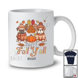 Personalized Custom Name Happy Fall Y'all; Amusing Thanksgiving Plaid Paws English Bulldog Owner T-Shirt