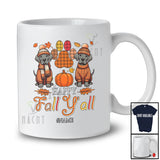 Personalized Custom Name Happy Fall Y'all; Amusing Thanksgiving Plaid Paws Great Dane Owner T-Shirt
