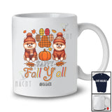 Personalized Custom Name Happy Fall Y'all; Amusing Thanksgiving Plaid Paws Pomeranian Owner T-Shirt