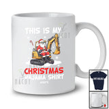 Personalized Custom Name My Christmas Pajama Shirt; Joyful Santa Driving Excavator; Boy Family T-Shirt