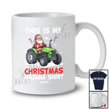 Personalized Custom Name My Christmas Pajama Shirt; Joyful Santa Driving Tractor Farmer; Family T-Shirt