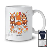 Personalized Custom Name Happy Fall Y'all; Amusing Thanksgiving Plaid Paws Shelties Owner T-Shirt