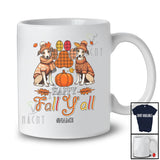 Personalized Custom Name Happy Fall Y'all; Amusing Thanksgiving Plaid Paws Whippet Owner T-Shirt