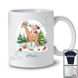 Personalized Custom Name Santa Corgi Riding Giraffe; Merry Christmas Moon Snow Animal T-Shirt