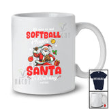 Personalized Custom Name Nice To Softball Player; Amusing Christmas Santa Playing Softball T-Shirt
