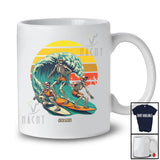 Personalized Custom Name Vintage Retro Three Skeletons Surfing; Creepy Halloween Surfboard T-Shirt