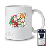 Personalized Custom Name Nurse Corgi With Santa; Humorous Christmas Tree Corgi Nursing T-Shirt